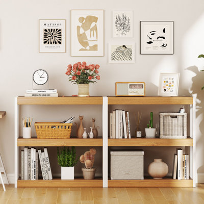 3 Tier Bookshelf Wooden Bookcase w/ Dual Anti-Tipping Kits Open Shelving Unit by Latitude Run