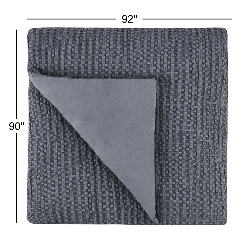 Jameson Waffle-Weave Cotton Blend Quilt, Queen Quilt, Gray