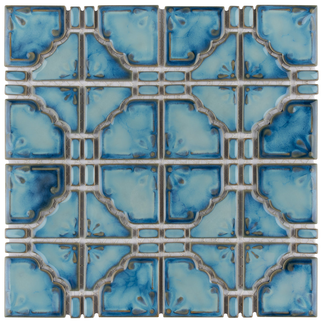 Hudson  Moonbeam Porcelain Grid Mosaic Wall & Floor Tile Merola Tile 