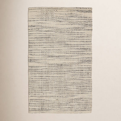 Owen White Black Hand-Woven Striped Jute Rug