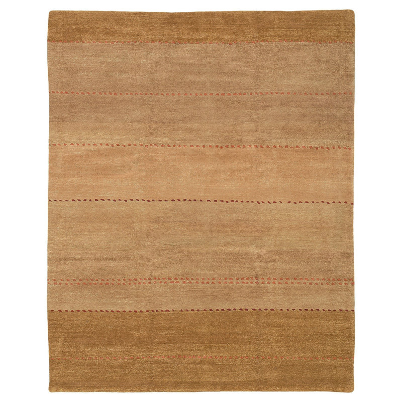 Tapeats Wool Striped Area Rug in Beige/Gold/Orange, Rectangle 10' x 14'