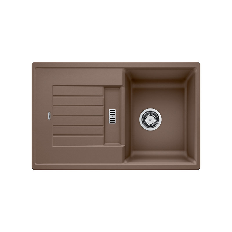 Zia Single Bowl Inset Kitchen Sink, 202mm H x 500mm W x 780mm L, Volcano Grey