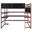 Lit mezzanine en bois avec bureau, support de rangement latéral, tablettes multiples et lumière RVB-733790066-733790028