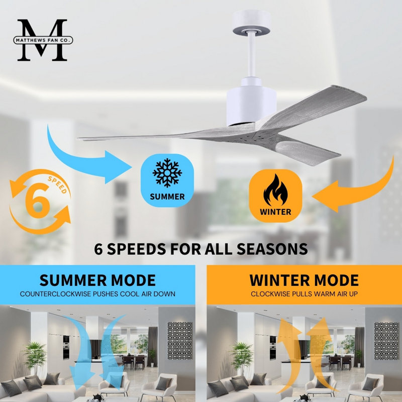 Nan 42" Ceiling Fan In Blades, Barn wood Tone, Matte White