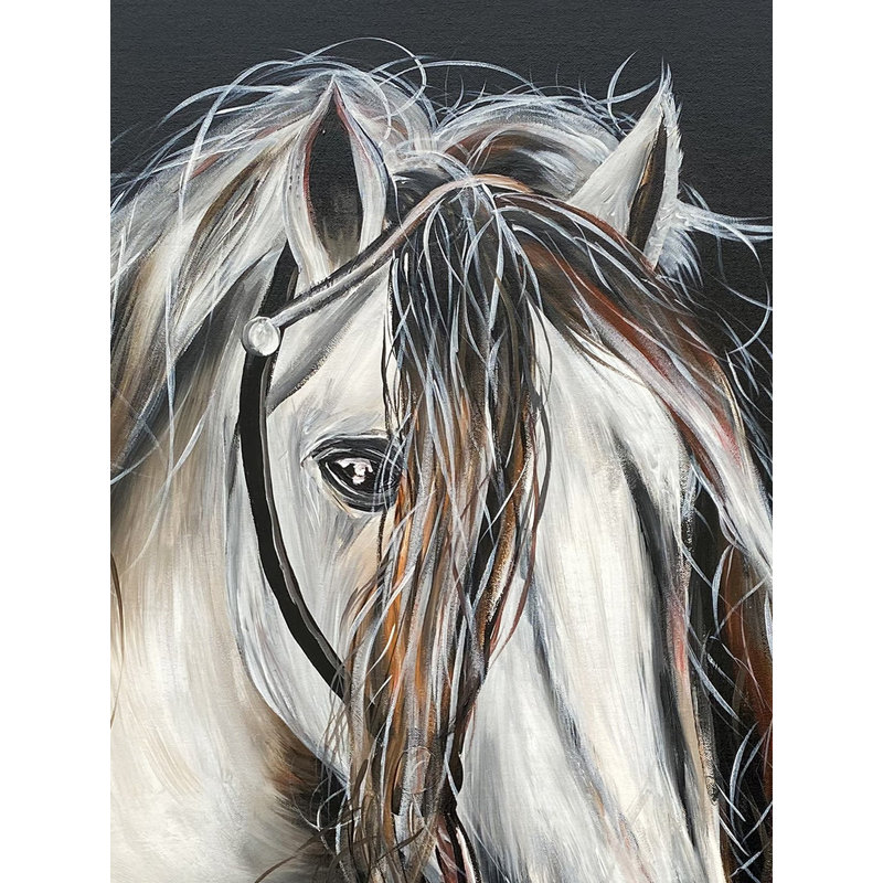 Beau cheval | Acrylique sur lin | Avec cadre | Par Jashanpreet Kaur