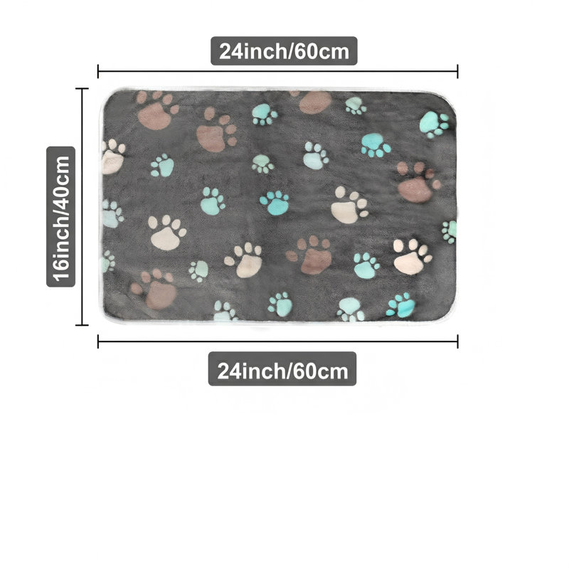 Ensemble de 4 serviettes lavables. Housse de protection pour chien et lit pour chat résistant à l'eau. Couverture douce. Jeté moelleux et réversible avec motif d'empreintes de pattes. Chaude et convient aux petits chiens. Couleur: noir.
