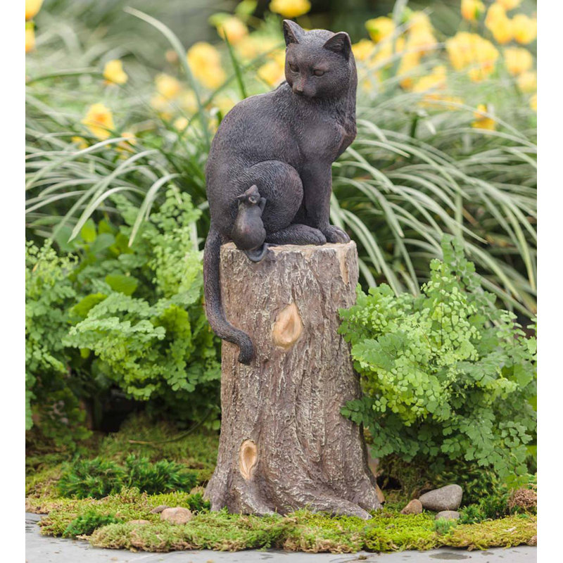 Cat and Mouse on Stump Statue