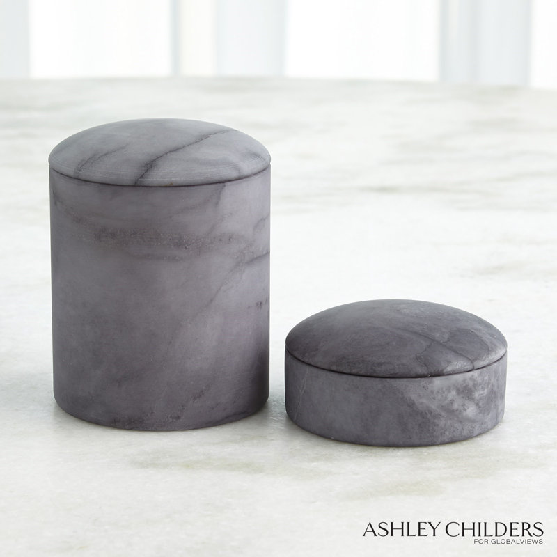 Gala Alabaster Canister-Tall, Gray