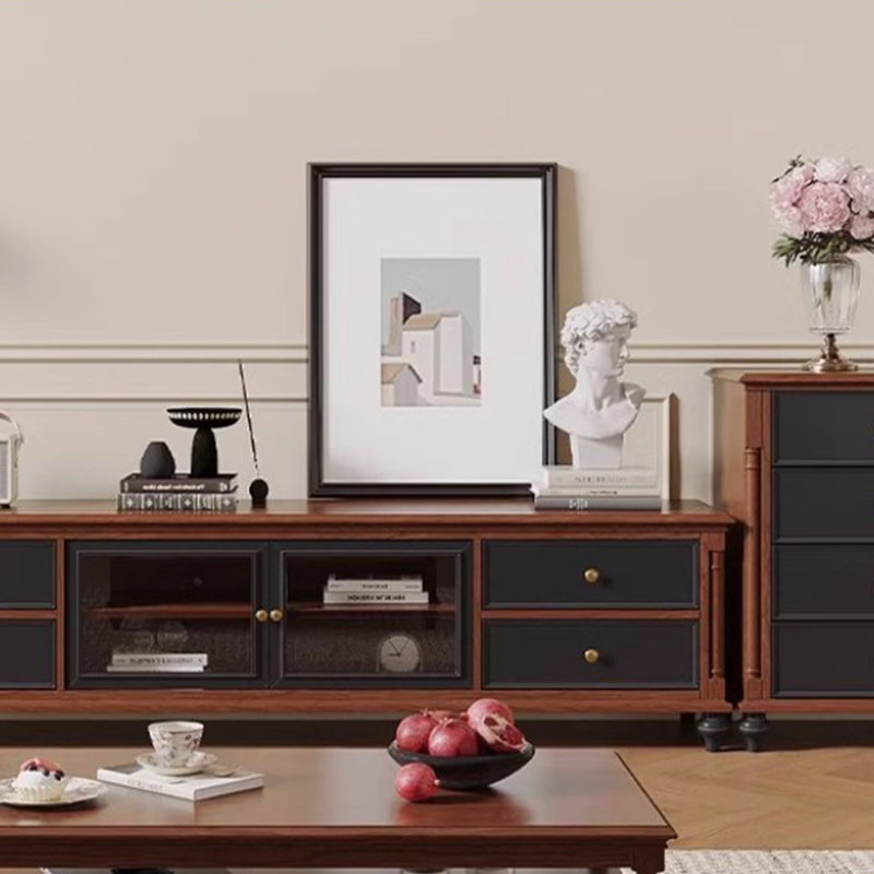 Meuble télé en bois massif de style médiéval Design, 94.48"
