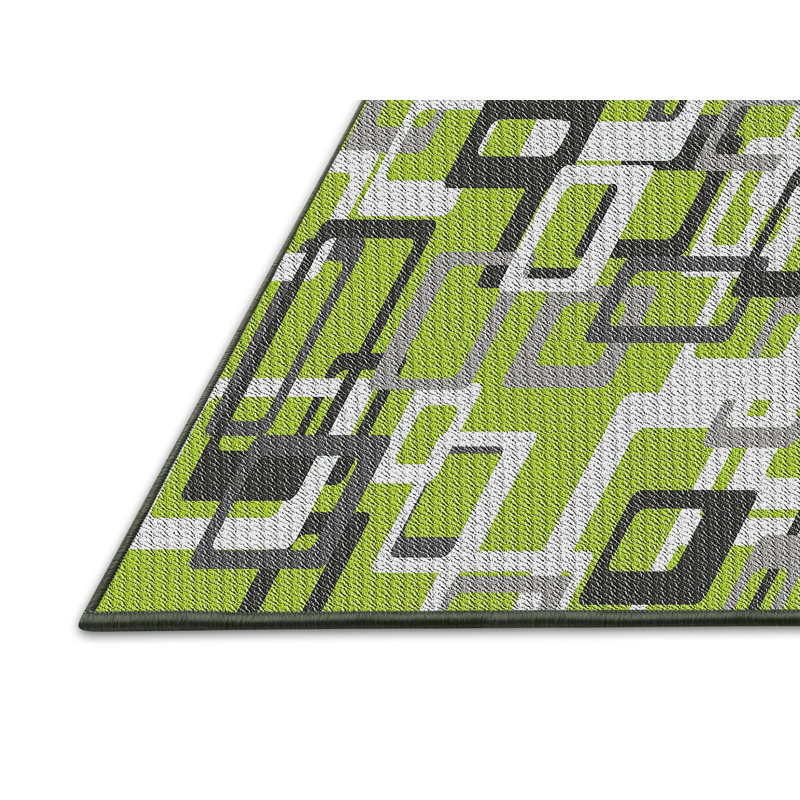 Tapis à motif géométrique vert, Rectangle 8 pi x 12 pi