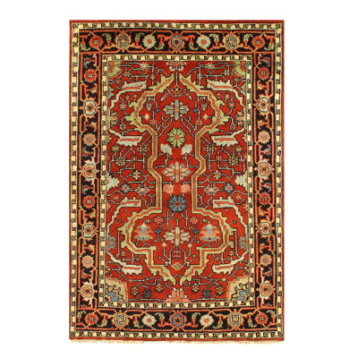 Rust Fine Hand Knotted Persian serapi Design Rug 4'1"X 6'