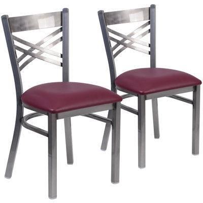 2 Pack Clear Coated "X" Back Metal Restaurant Chair