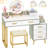 Grosmark Makeup Vanity Desk with Stool and LED Mirror-322306257