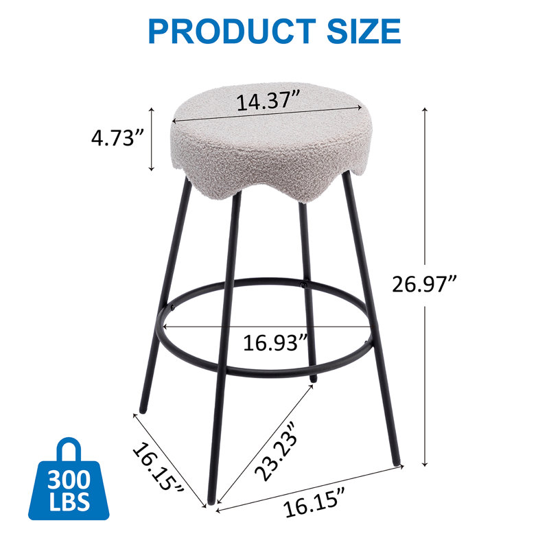 Tabouret de comptoir rembourré 26,97 po Kipten, Gris