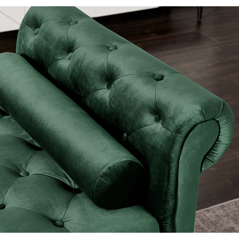 Velvet Upholstered Bench, Green