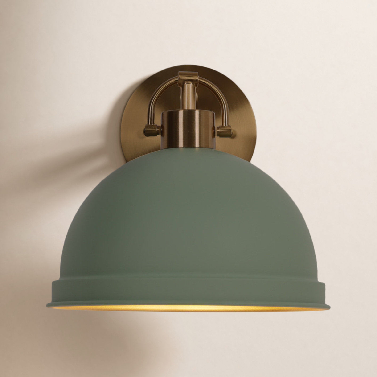 Single Light Steel Dimmable Armed Sconce, Green