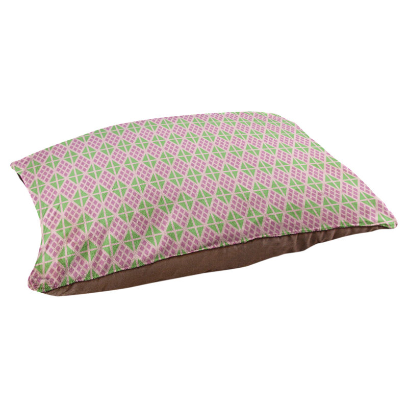 Coussin diamants Byrge, Très grand (l 52 po x P 42 po x H 17 po), Rose / vert / corail