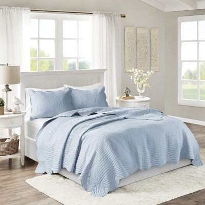 Couette réversible à bord festonné 3 pièces, grand lit/queen-lit - Tissu en microfibre, rembourrage 10 % autres fibres, imperméable, lavable, motif champêtre avec détails décoratifs, rembourrage en coton, facile d'entretien, esthétique