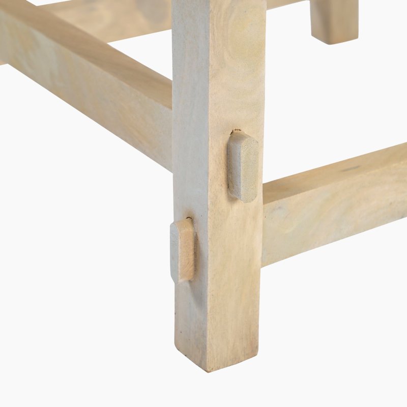 Rockley Circular White Oak Stained Wooden Side End Table - Simple Rustic Farmhouse Style