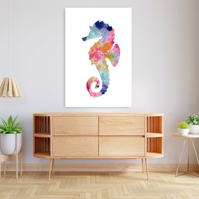 Hippocampe II, art mural contemporain abstrait, 48" H x 32" W
