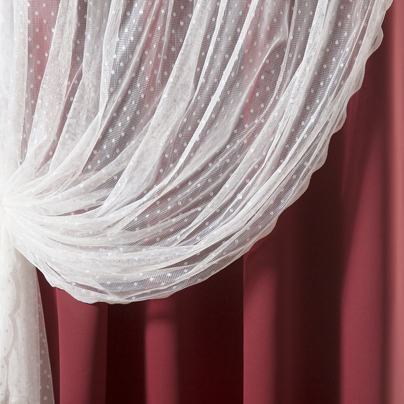 Tulle Polyester Room Darkening Curtain Panels, Burgundy, 52" W x 96" L