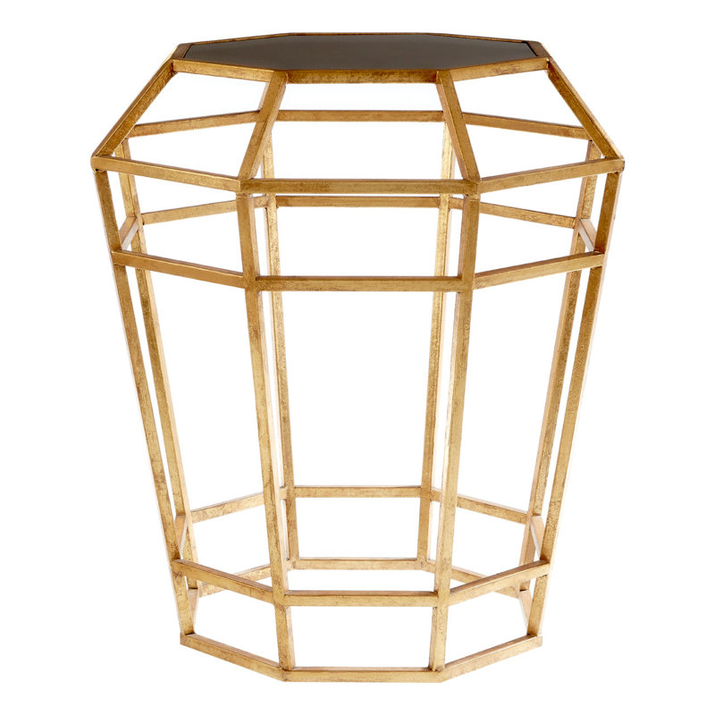 Reed Glass Top Frame End Table