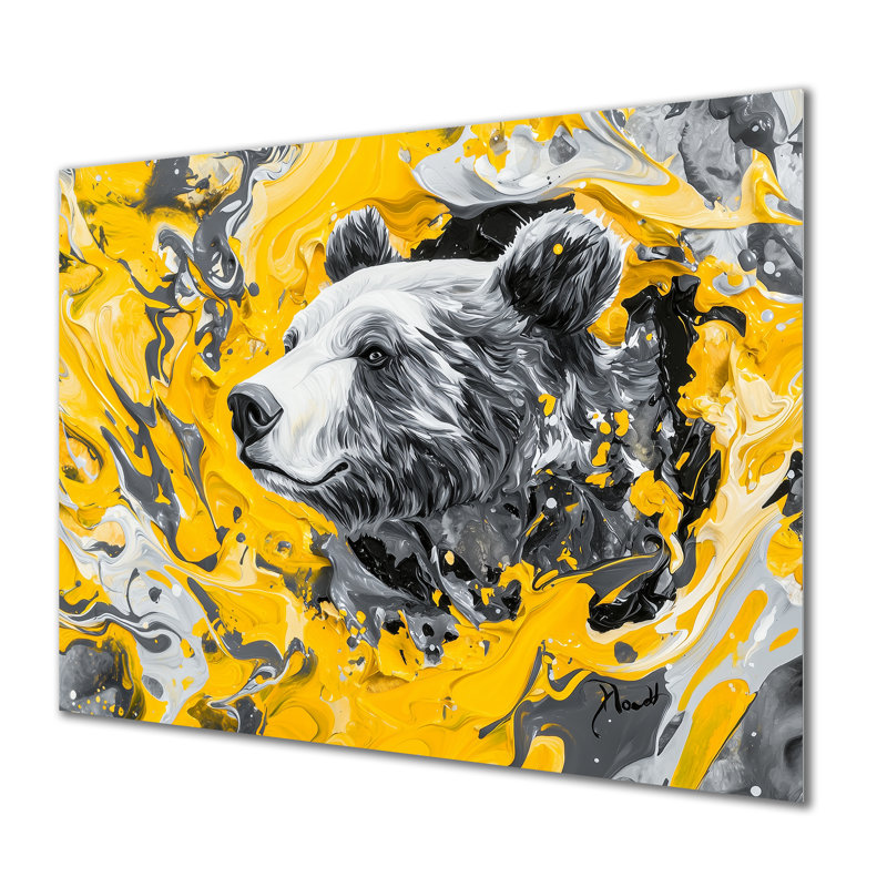 «Modern Bears Den Portrait», art mural en métal, impression sur métal moderne, H 12 po x l 20 po x P 0,84 po