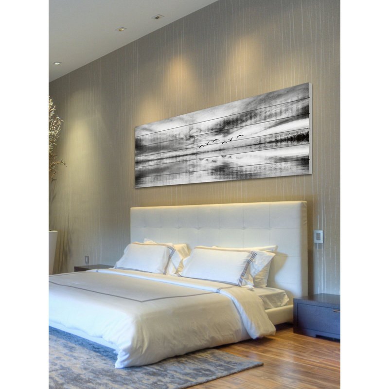 « flight of six », reproduction d’art sur bois blanc, H 15 po x l 45 po x P 1,5 po