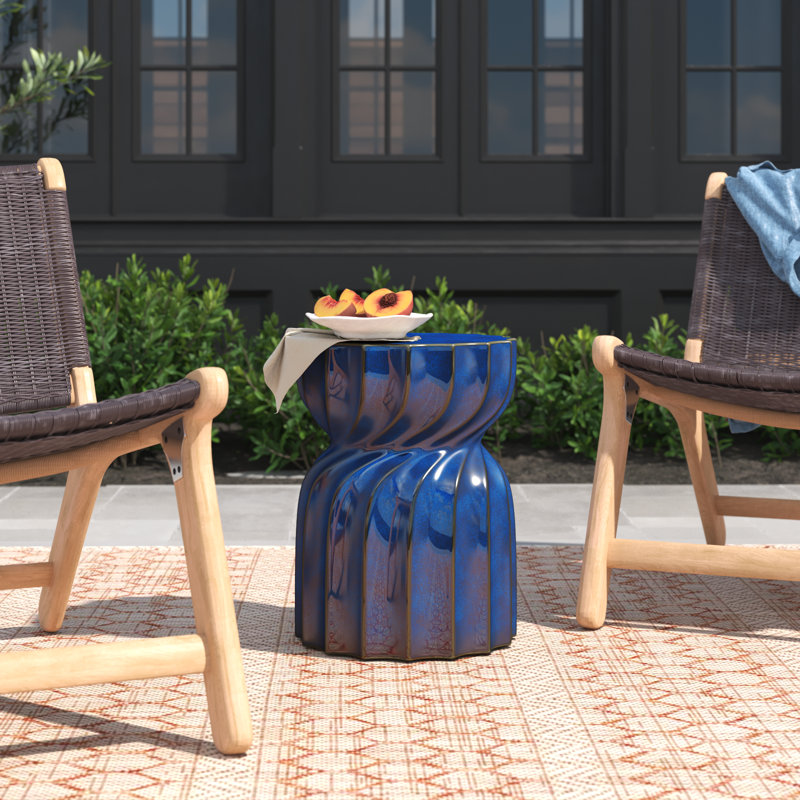 Stonesfield Ceramic Accent Stool, Blue
