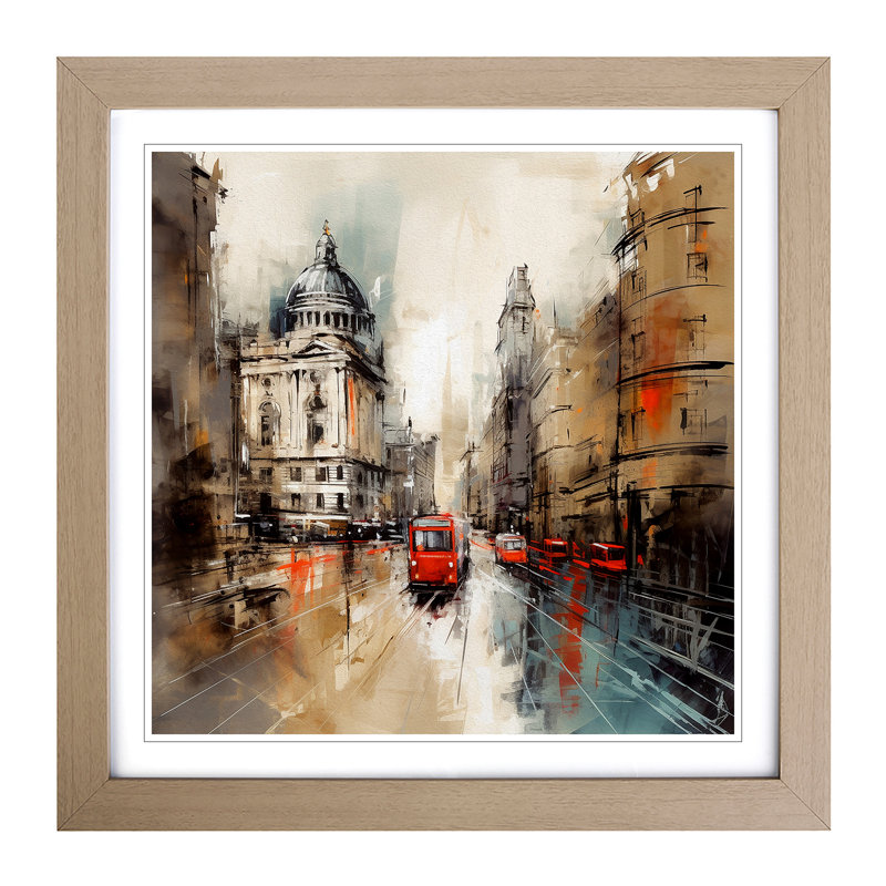 City Of London Gestural Art No.3 - Framed Print, Oak