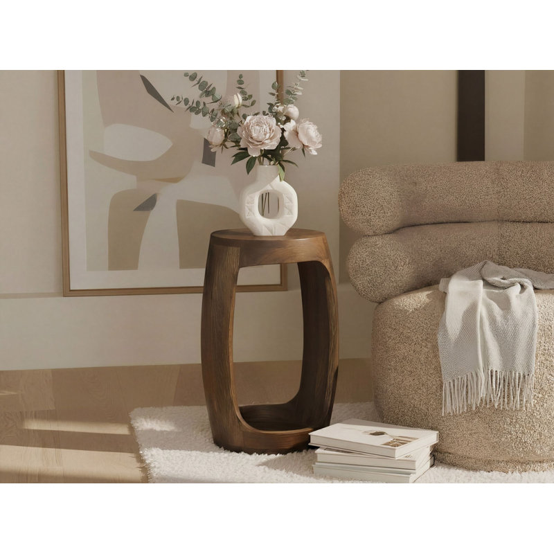 Mango Wood Side Table with Open Shelf