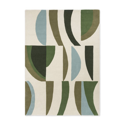 Torillo Hand Tufted Wool Abstract Area Rug in Emerald/Azul