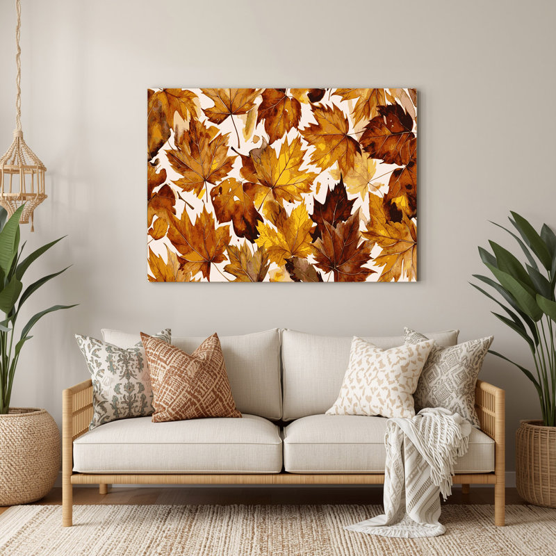 «Botanical Beech Leaves», art mural en métal brun, H 11 po x l 14 po