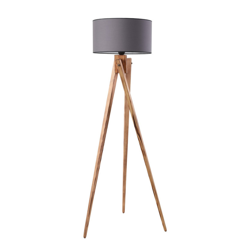 Lampe trépied 61 po Chesterle, Anthracite, Chêne