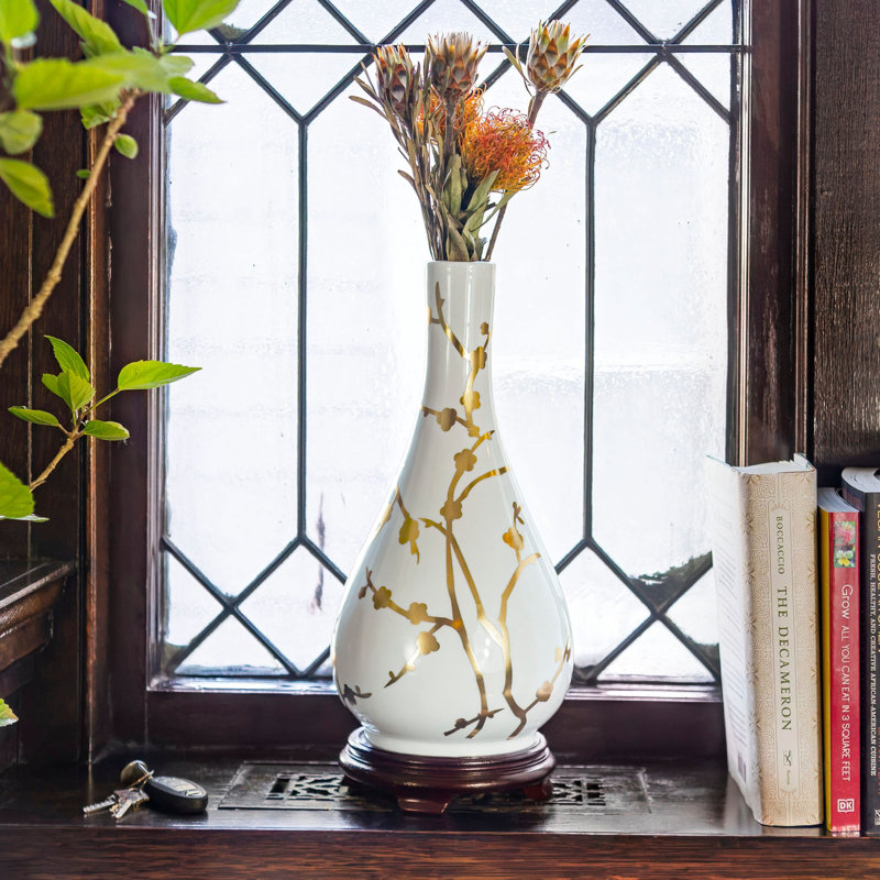 14" Gold Branches Flower Vase