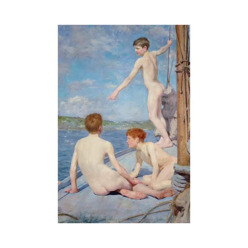 The Bathers by Henry Scott Tuke - Wrapped Canvas Painting, 30.48 cm H x 45.72 cm W