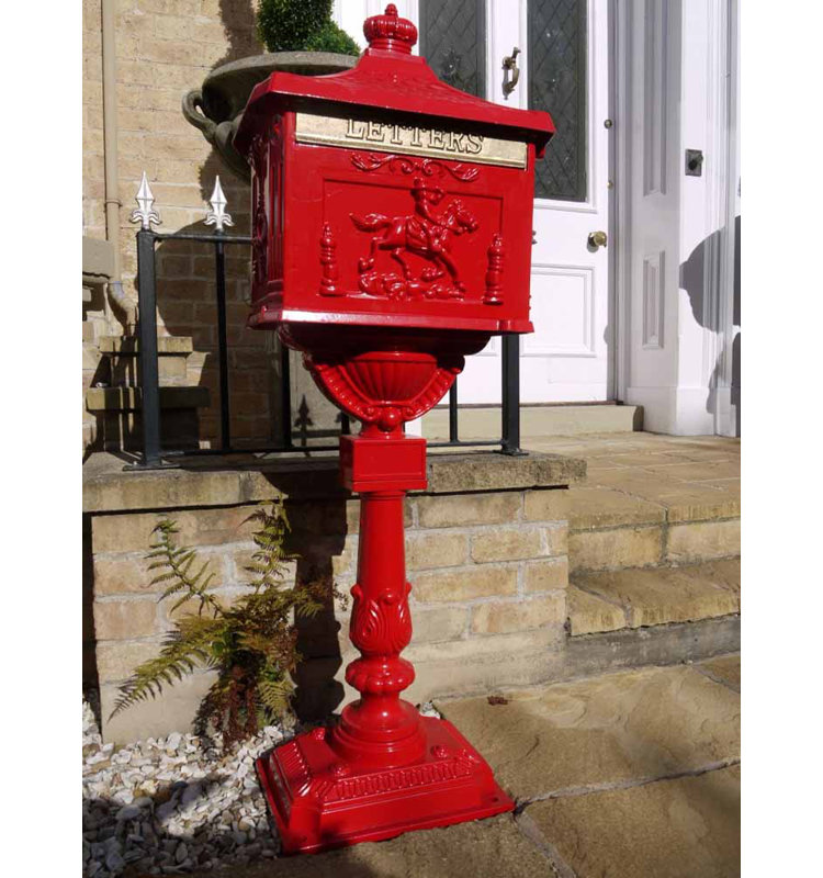 Post Mounted Post Box, Red