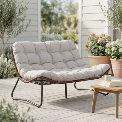 Ensemble de meubles d'extérieur 2 places, rotin PE toutes saisons avec coussin épais