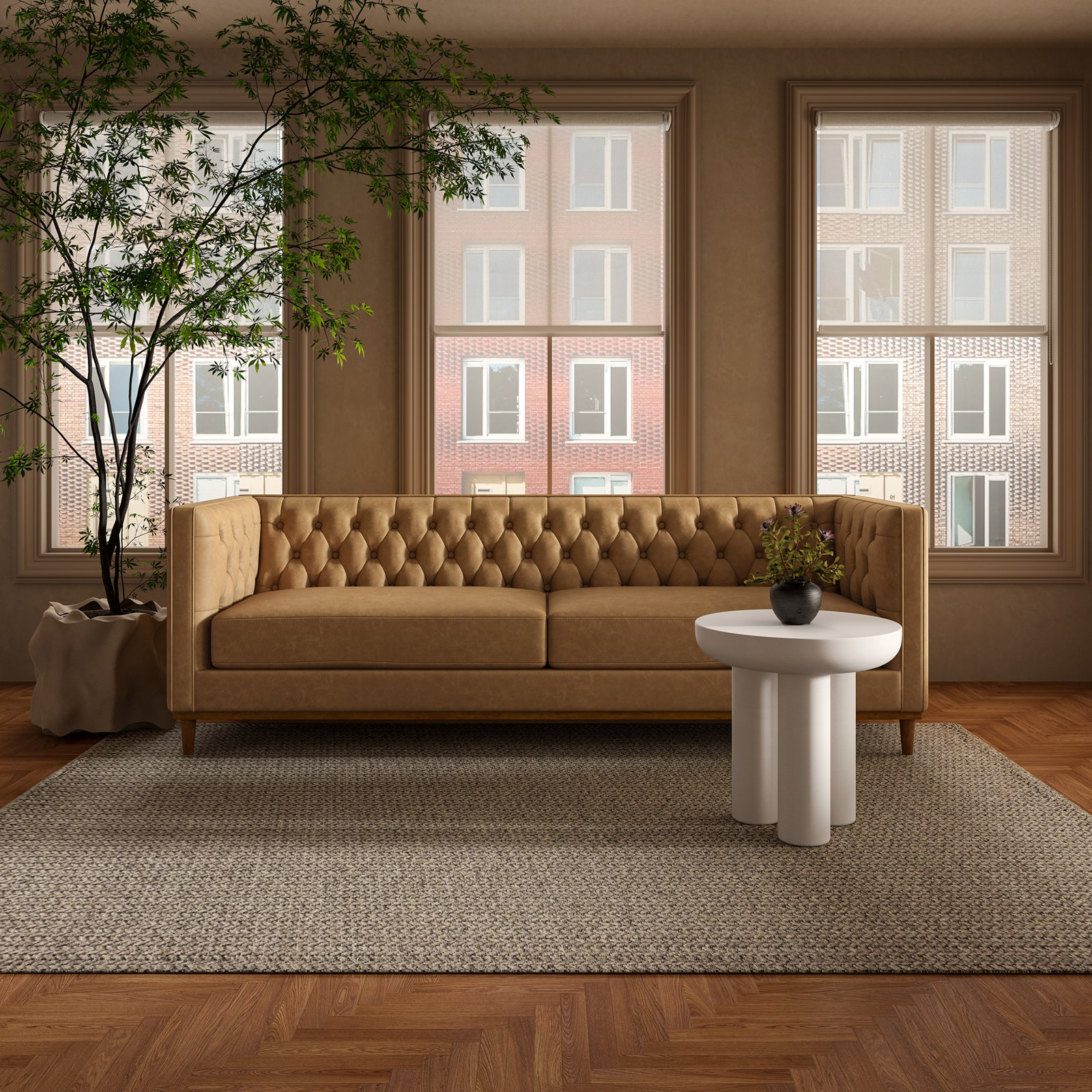 Ansel End Table, Cream