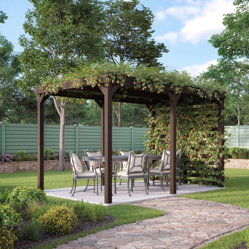 Basmala Solid Wood Pergola, 9.84 ft x 11.81 ft