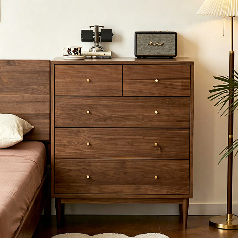 Commode d'appoint minimaliste de couleur noyer