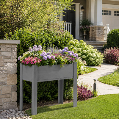 Large 31" Raised Wooden Planter Bed, Sturdy Solid Wood Construction with 200-LB Capacity, Ergonomic Elevated Design for Garden, Patio & Balcony Use