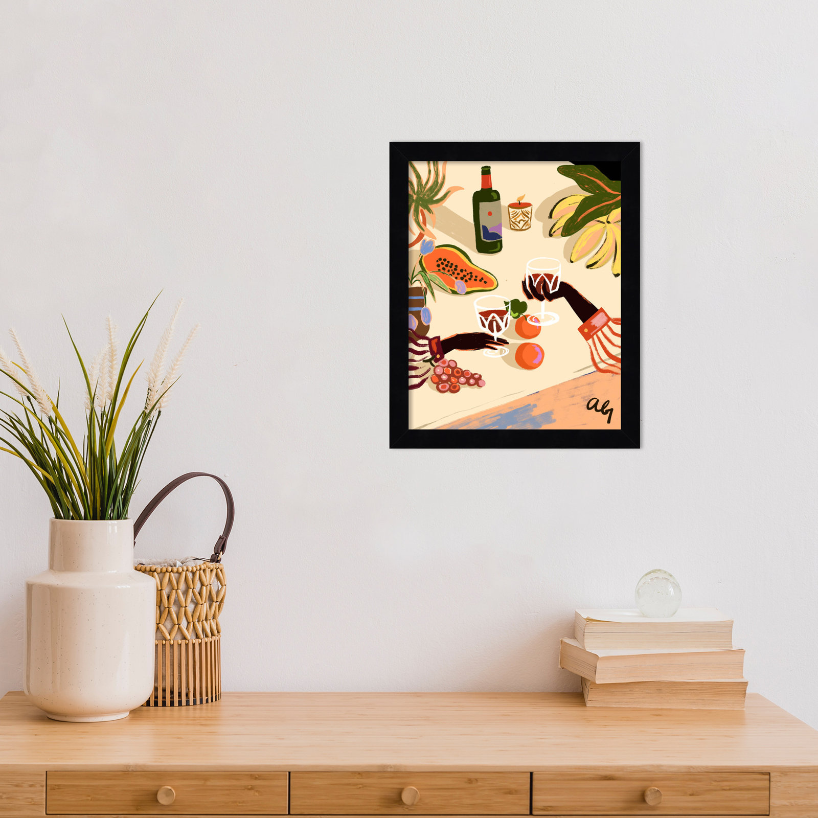 Pritchard "Cheers to You (Wine)" Print, Black, 13" H x 11" W