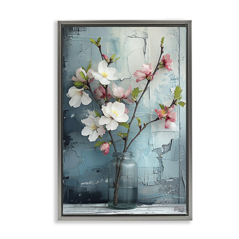 Toile flottante encadrée «Magnolia» par Roozbeh Bahramali, Cadre flottant gris lustré, H 31 po x l 21 po