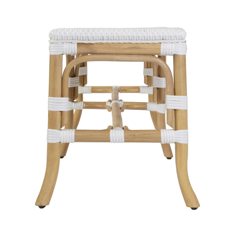 Laguna 66.5 in. W Rattan Backless Accent Bench, Smooth White, Smooth White