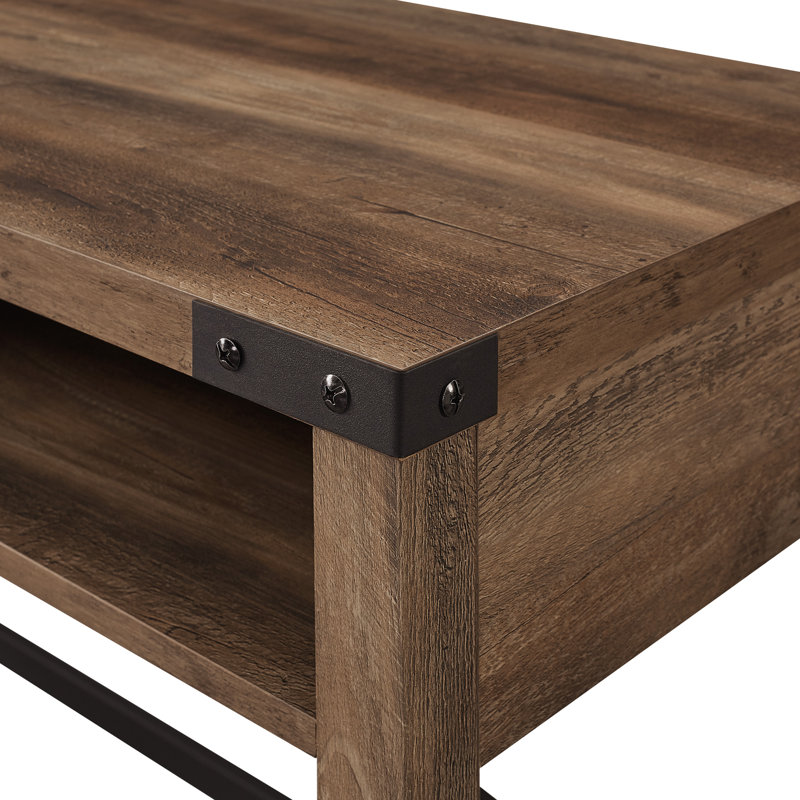 Arsenault Metal-X Desk with Open Cubbies, Rustic Oak