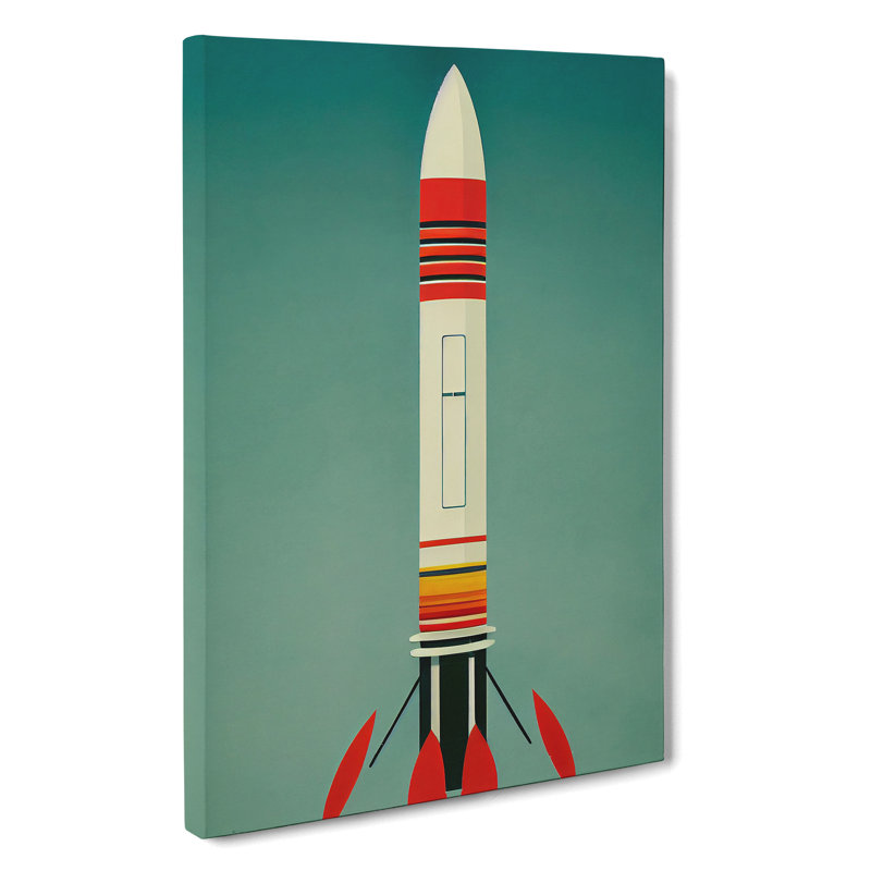 Retro Spaceship Rocket No.1 - Wrapped Canvas, 50cm H x 35cm W x 3cm D