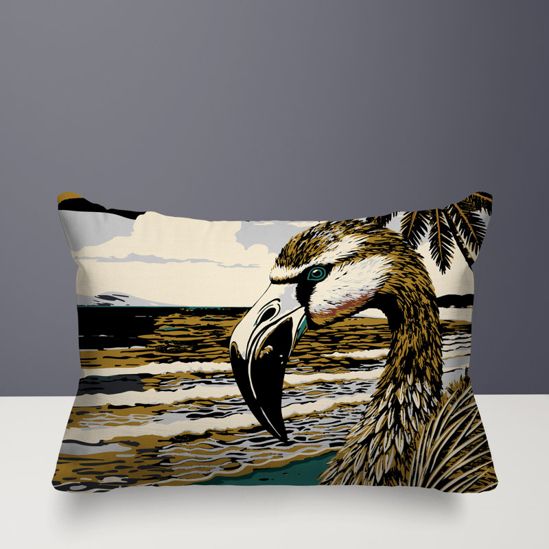 Oreiller rectangulaire réversible intérieur / extérieur Sabbi Flamingo, Rectangle H 14 po x l 20 po, Noir