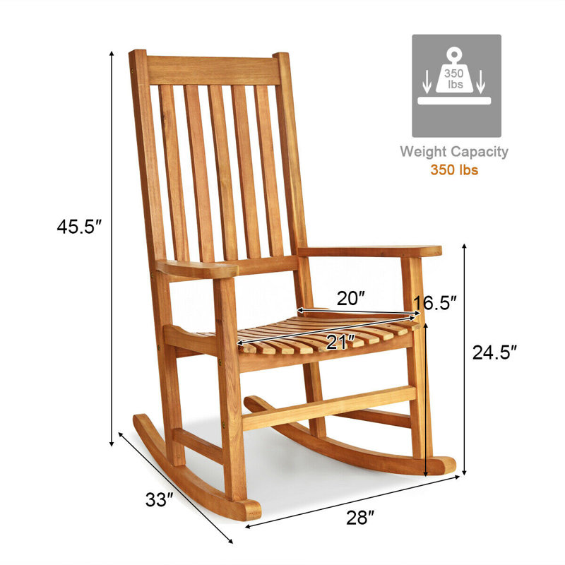 Natural Eucalyptus Wood Outdoor Rocking Chair with Arms