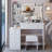 41" Left Bedside Cabinet Vanity Table With Cushioned Stool, Touch Control LED Mirror, 3-Color Switch, Multi Layer High Capacity Storage Fashionable Dresser, Suitable For Large Space-1546283295